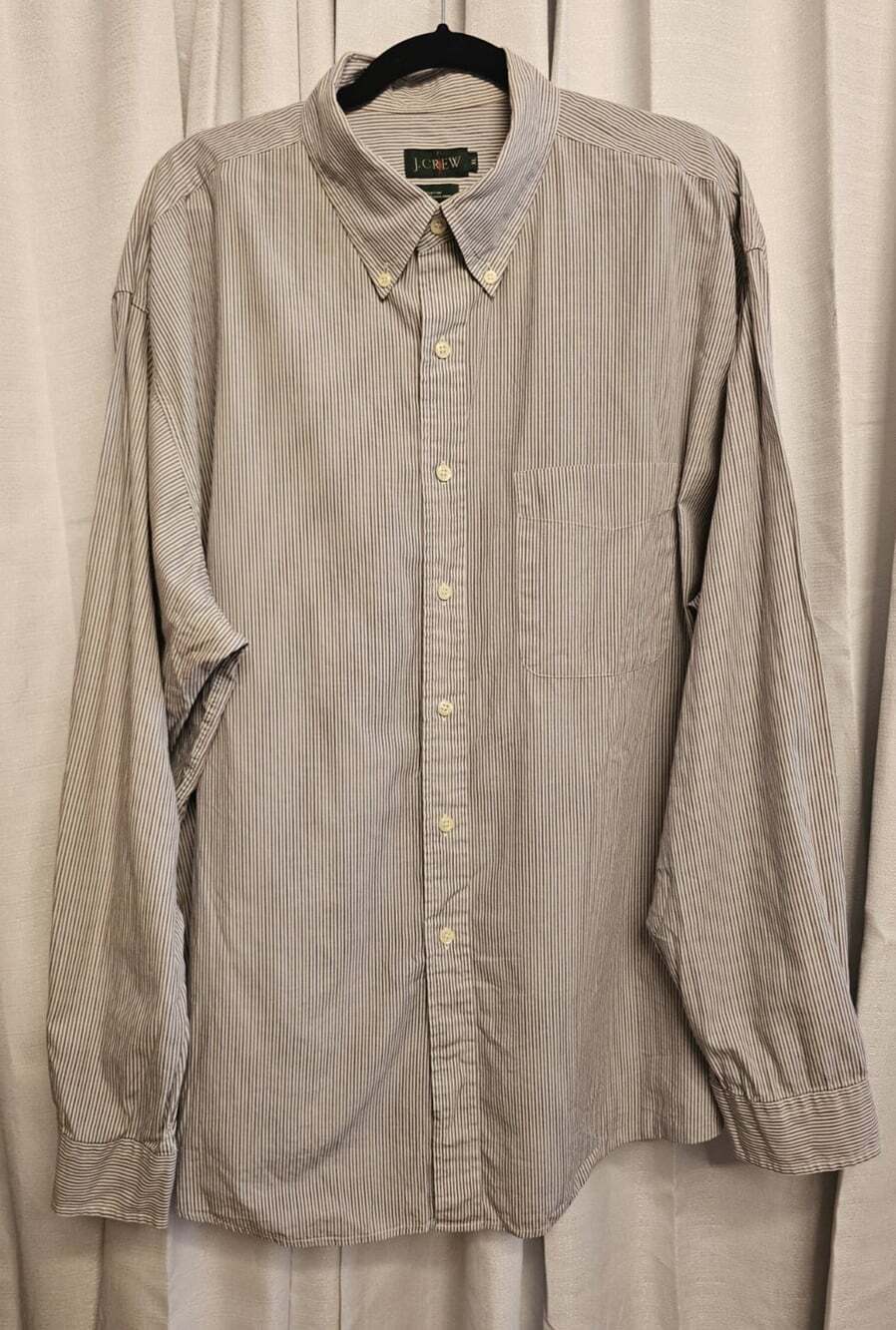 J.CREW Men’s Cotton Woven Striped Button-Down Long Sleeve Pocket Shirt XL